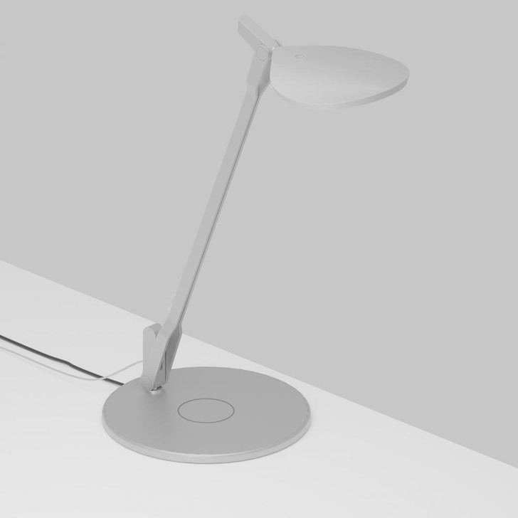 Splitty Desk Lamp, Wireless Charging Qi Base, LED, Silver, 17"H (SPY-W-SIL-USB-QCB 407UDP1)