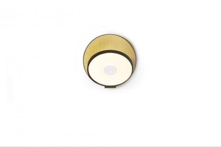 Gravy Wall Sconce, Plug In, LED, Metallic Black, Brass Plate, 5"H (GRW-S-MBK-BRS-PI 407UFN6)