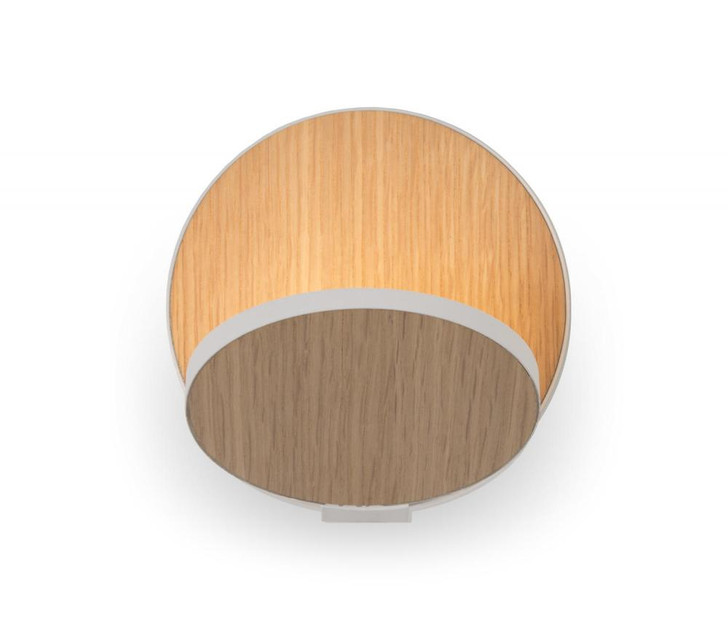 Gravy Wall Sconce, Plug In, LED, Matte White, White Oak Plate, 5"H (GRW-S-MWT-WOK-PI 407U9QQ)