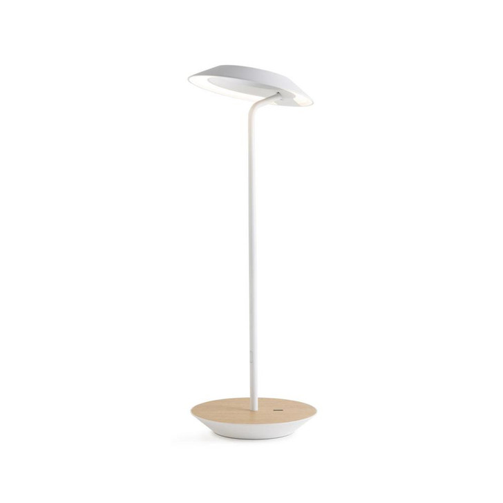 Royyo Desk Lamp, LED, Matte White, White Oak Base, 17.5"H (RYO-SW-MWT-WOK-DSK 407UELT)