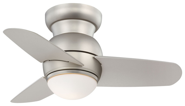 Spacesaver Ceiling Fan, 3-Blade, 1-Light, LED, Brushed Steel, Silver Blades, 26"W (F510L-BS EQ73)