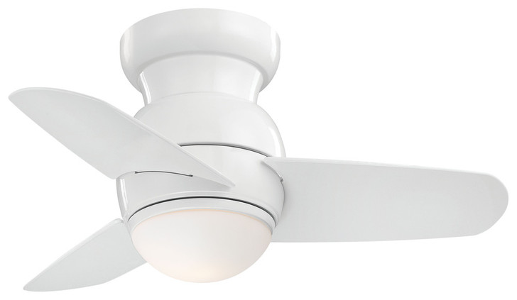 Spacesaver Ceiling Fan, 3-Blade, 1-Light, LED, White, White Blades, 26"W (F510L-WH EQ75)