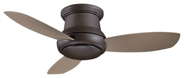 Concept II Flush Mount Ceiling Fan, 3-Blade, 1-Light, LED, Oil Rubbed Bronze, Taupe Blades, 44"W (F518L-ORB EQ79)