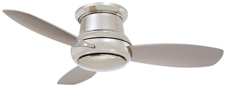 Concept II Flush Mount Ceiling Fan, 3-Blade, 1-Light, LED, Polished Nickel, Silver Blades, 44"W (F518L-PN EQ7C)