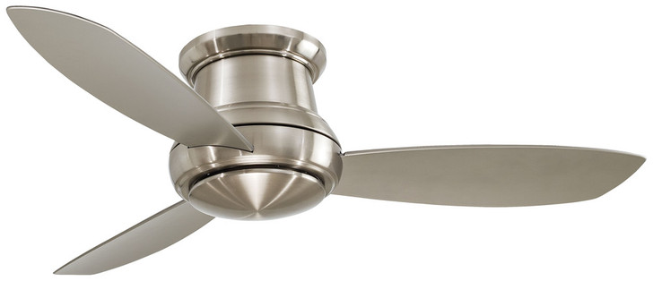 Concept II Flush Mount Ceiling Fan, 3-Blade, 1-Light, LED, Brushed Nickel, Silver Blades, 52"W (F519L-BN EQ7H)