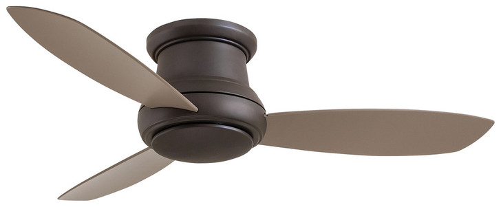 Concept II Flush Mount Ceiling Fan, 3-Blade, 1-Light, LED, Oil Rubbed Bronze, Taupe Blades, 52"W (F519L-ORB EQ7L)