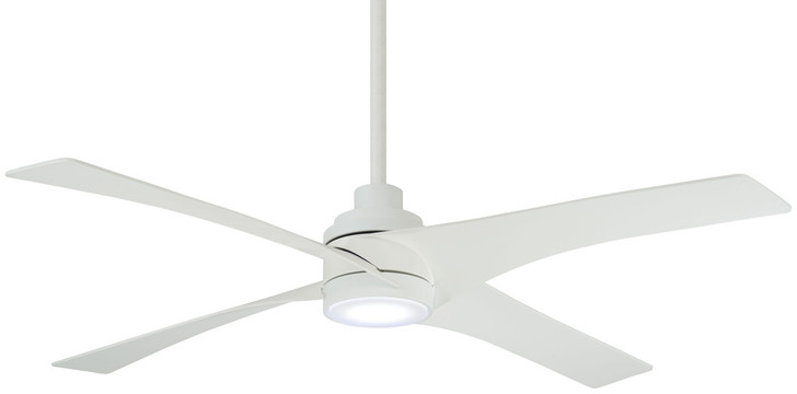 Swept Ceiling Fan, 4-Blade, 1-Light, LED, Flat White, Flat White Blades, 56"W (F543L-WHF ER62)