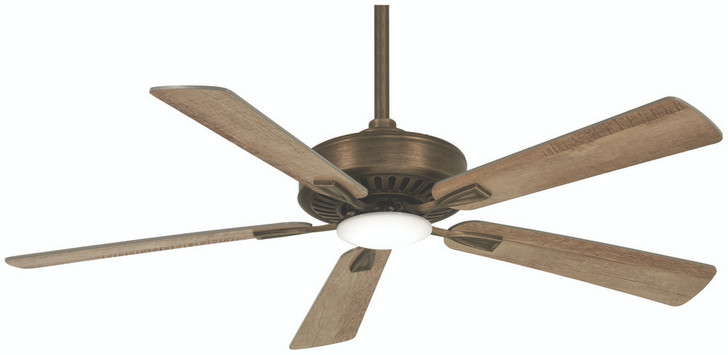 Contractor Plus Ceiling Fan, 5-Blade, 1-Light, LED, Heirloom Bronze, Barnwood Blades, 52"W (F556L-HBZ HJ3F)