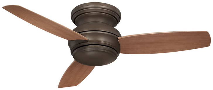 Traditional Concept Flush Mount Ceiling Fan, 3-Blade, 1-Light, LED, Oil Rubbed Bronze, Medium Maple Blades, 44"W (F593L-ORB EQ7F)