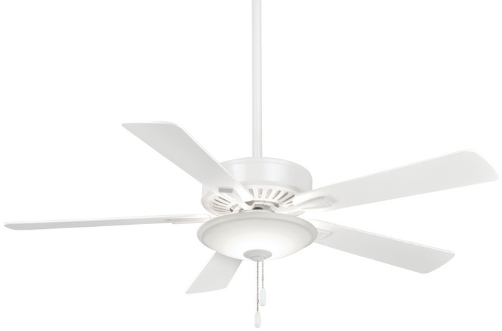 Contractor Uni-Pack Ceiling Fan, 5-Blade, 1-Light, LED, White, White Blades, 52"W (F656L-WH EMAF)