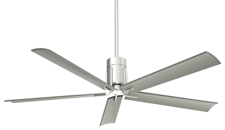 Clean Celing Fan, 5-Blade, 1-Light, LED, Polished Nickel, Silver Blades, 60"W (F684L-PN ER65)
