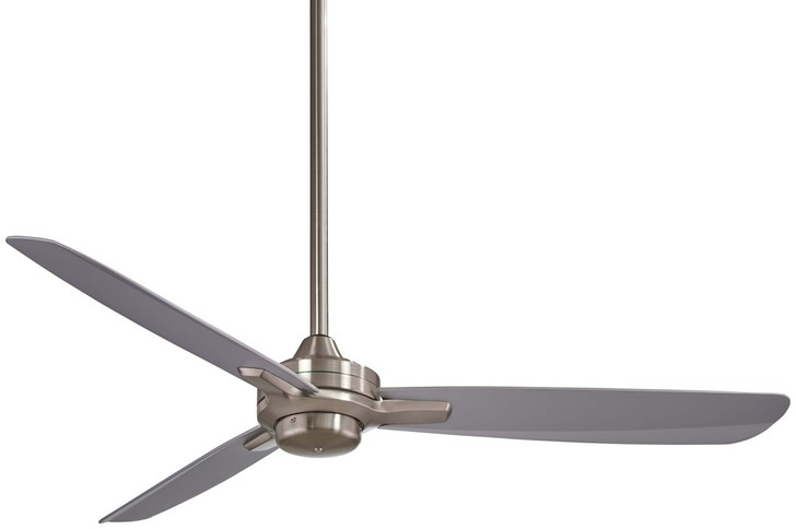 Rudolph Ceiling Fan, 3-Blade, Brushed Nickel, Silver Blades, 52"W (F727-BN/SL EMAX)