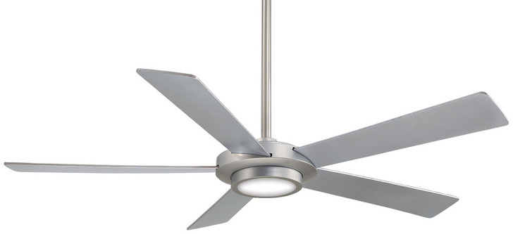 Sabot Ceiling Fan, 5-Blade, 1-Light, LED, Brushed Nickel, Silver Blades, 52"W (F745-BN ELAW)