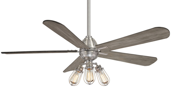 Alva Ceiling Fan, 5-Blade, 3-Light, LED, Brushed Nickel, Seashore Grey Blades, 56"W (F852L-BN ENA3)