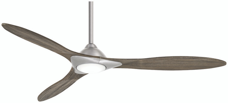 Sleek Ceiling Fan, 3-Blade, 1-Light, LED, Brushed Nickel, Seasoned Wood Blades, 60"W (F868L-BN HK03)