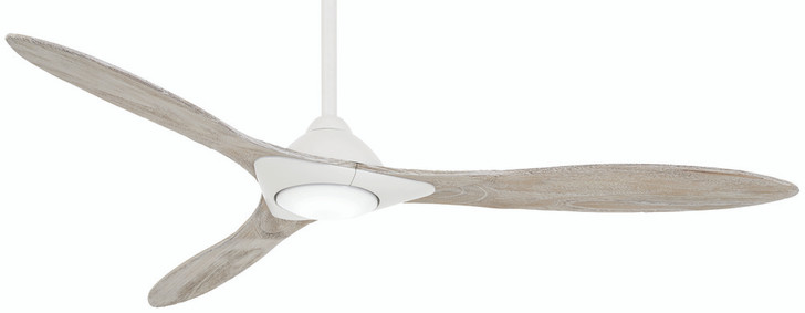 Sleek Ceiling Fan, 3-Blade, 1-Light, LED, Flat White, Bleached Seasoned Wood Blades, 60"W (F868L-WHF HK05)