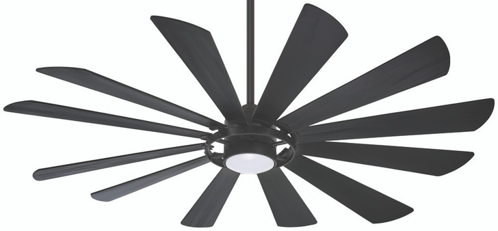 Windmolen Ceiling Fan, 12-Blade, 1-Light, LED, Textured Coal, Coal Ashwood Blades, 65"W (F870L-TCL HK07)