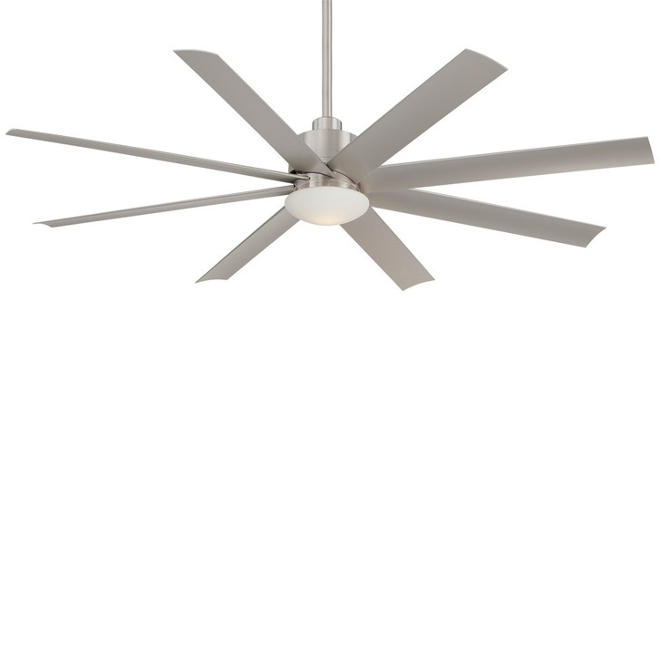 Slipstream Ceiling Fan, 8-Blade, 1-Light, LED, Brushed Nickel Wet, Silver Blades, 65"W (F888L-BNW HK0Y)