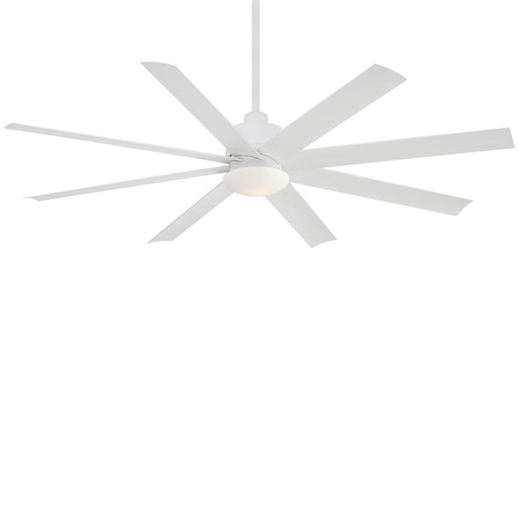 Slipstream Ceiling Fan, 8-Blade, 1-Light, LED, Flat White, Flat White Blades, 65"W (F888L-WHF HK26)
