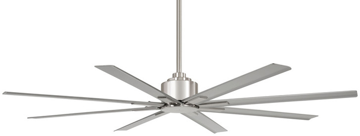 Xtreme H2O Outdoor Ceiling Fan, 8-Blade, Brushed Nickel Wet, Silver Blades, 65"W (F896-65-BNW ER5L)