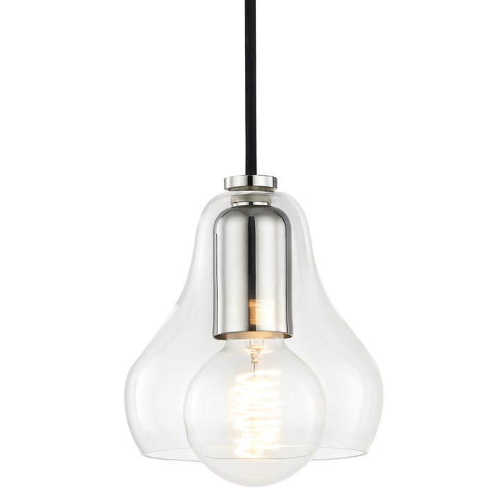 Sadie Small Pendant, 1-Light, Polished Nickel, Clear Glass Shade, 7"H (H104701S-PN 608Q8W9)