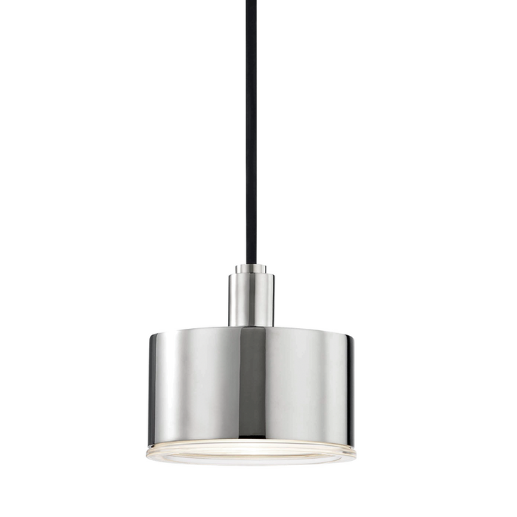 Nora Pendant, 1-Light, Polished Nickel, Clear Glass Outside, Acid Etched Inside, 5.25"W (H159701-PN 608QCUH)