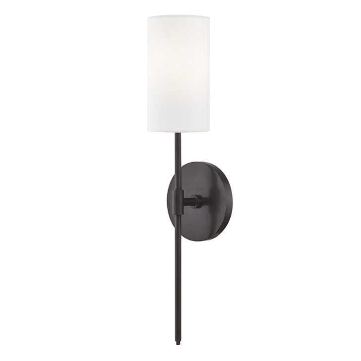 Olivia Wall Sconce, 1-Light, Old Bronze, White Linen Shade, 18.75"H (H223101-OB 608QERU)