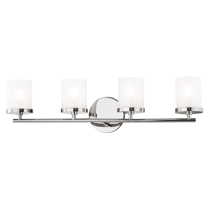 Ryan Bath Bracket, 4-Light, Polished Nickel, Clear Frosted Glass Shade, 24.5"W (H239304-PN 608QETY)