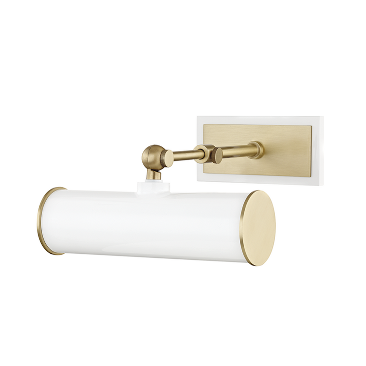 Holly Picture Light with Plug, 1-Light, Aged Brass/Soft Off White, White Metal Shade, 8.25"W (HL263201-AGB/WH 608QGQJ)