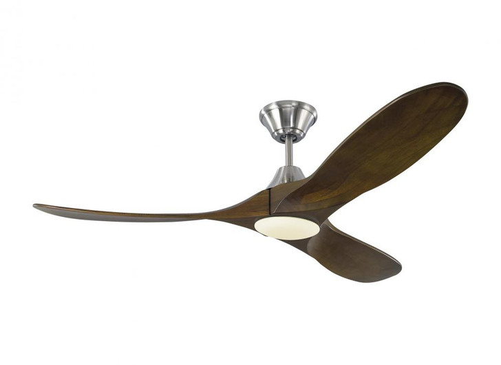 Maverick Ceiling Fan, 3-Blade, 1-Light, LED, Brushed Steel, Dark Walnut Blades, 52"W (3MAVR52BSD 9QZY)