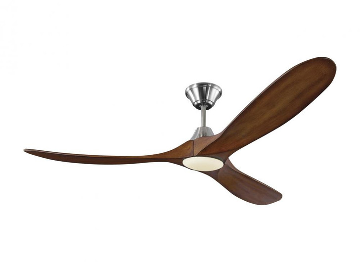 Maverick Ceiling Fan, 3-Blade, 1-Light, LED, Brushed Steel, Koa Blades, 60"W (3MAVR60BSKOAD 9R05)