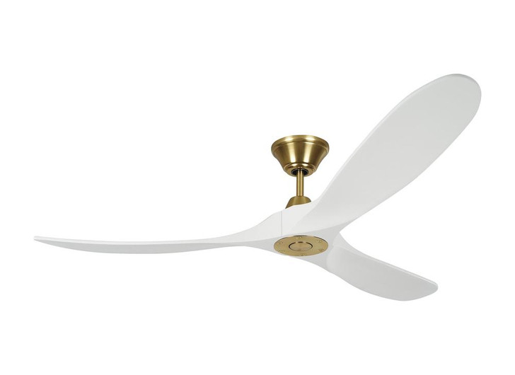 Maverick Ceiling Fan, 3-Blade, Burnished Brass, Matte White Blades, 60"W (3MAVR60RZWBBS DKTX)