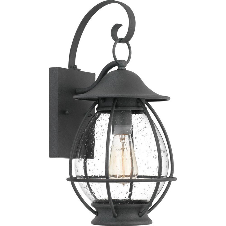 Boston Outdoor Lantern, 1-Light, Mottled Black, Clear Seeded Glass Shade, 17"H (BST8409MB TD0H)