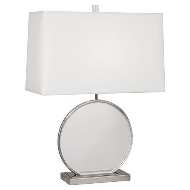 Alice Table Lamp, 1-Light, Polished Nickel/Lucite, Rectangular Pearl Dupoini Fabric Shade, 27.5"H (S3380 2AM7D)