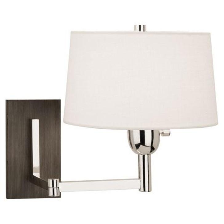 Wonton Wall Swinger Wall Sconce With Plug, 1-Light, Silver, Weathered Ebony Wood, 12.5"H (S4237 24HWL)