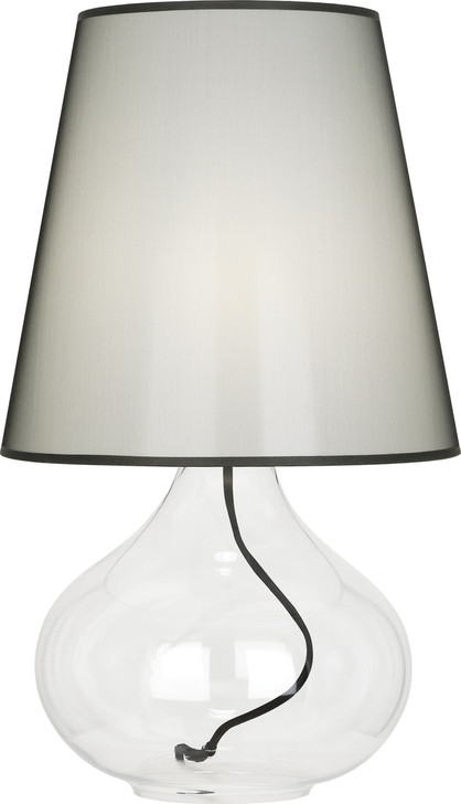 June Table Lamp, 1-Light, Clear Glass, Black Organza Fabric Shade, 23.5"H (458B 2ETU3)