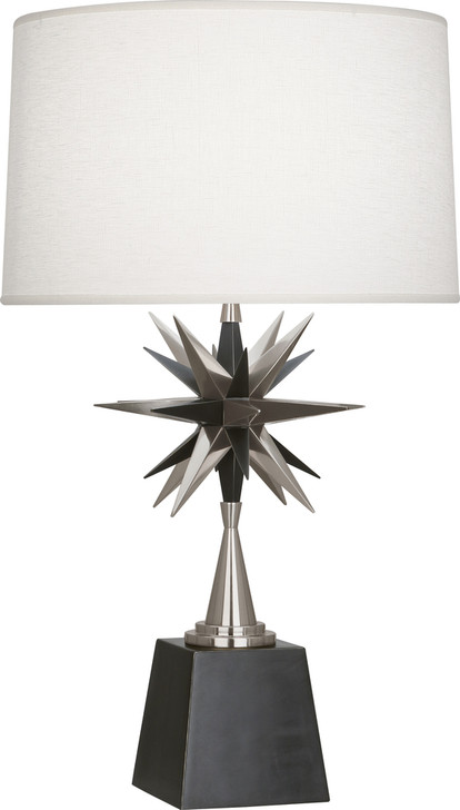 Cosmos Table Lamp, 1-Light, Deep Patina Bronze/Antique Silver, Oyster Linen Fabric Shade, 29.5"H (S1015 2EUR1)