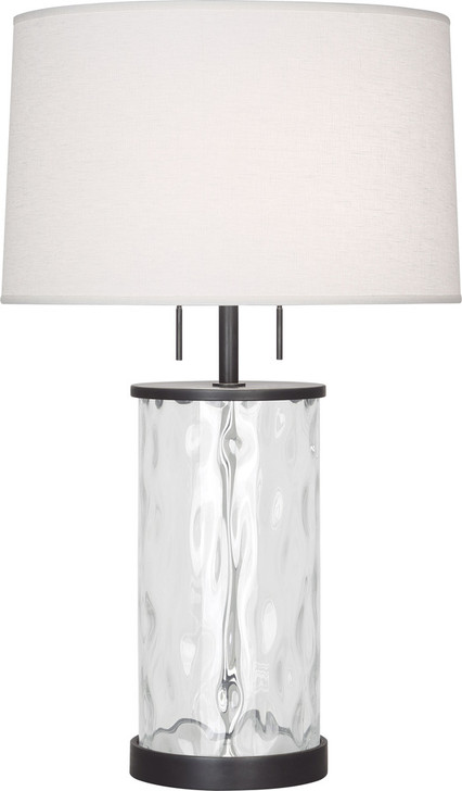 Gloria Table Lamp, 2-Light, Deep Patina Bronze/Wavy Glass, Oyster Linen Shade, 28.25"H (Z1440 2EUT0)