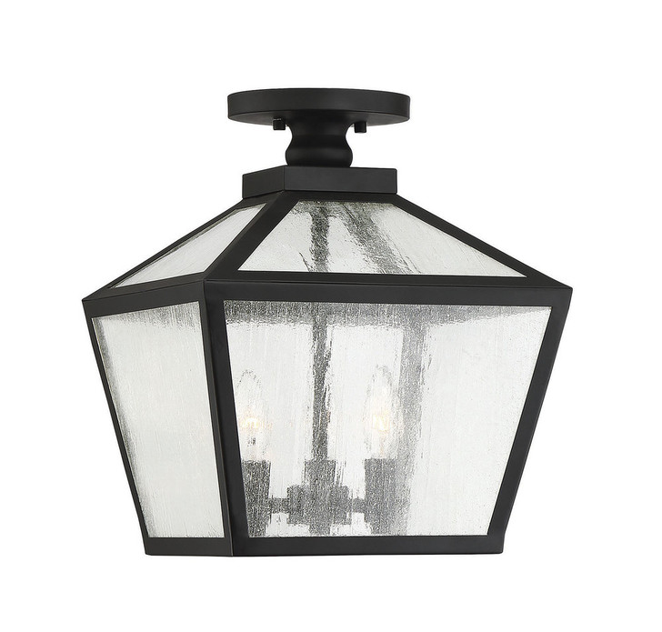 Woodstock Outdoor Ceiling Light, 3-Light, Black, Glass Shade, 14"H (5-105-BK 1QWRG)