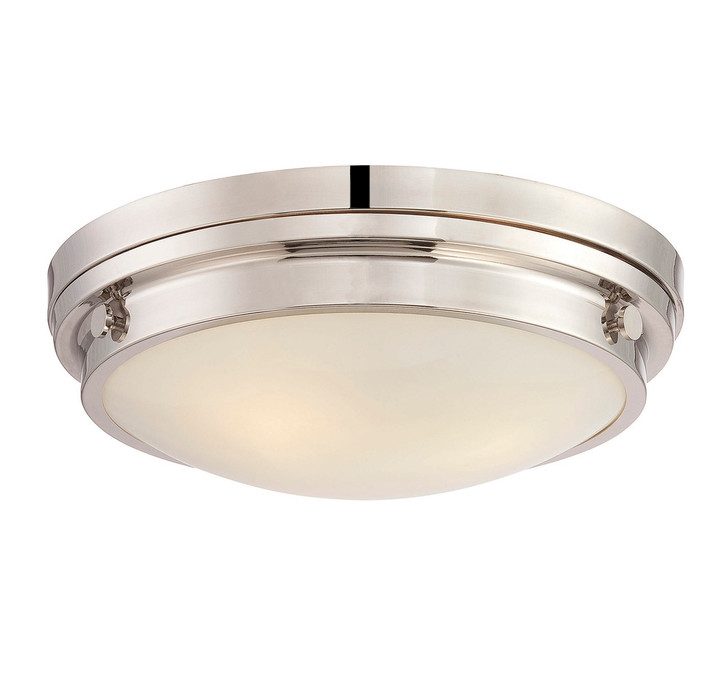 Lucerne Flush Mount, 3-Light, Polished Nickel, Glass Shade, 15"W (6-3350-16-109 1JXCV)