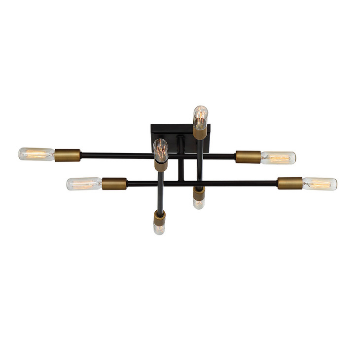 Lyrique Semi Flush Mount, 8-Light, Bronze with Brass Accents, 19.5"W (6-7003-8-77 1MW0G)