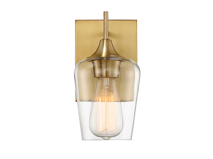 Octave Wall Sconce, 1-Light, Warm Brass, Glass Shade, 9.5"H (9-4030-1-322 1N1XR)