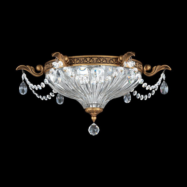 Milano Flush Mount, 2-Light, Heirloom Gold, Clear Swarovski Crystal, 16.5"W (1870 5633-22S 1HTP7V)