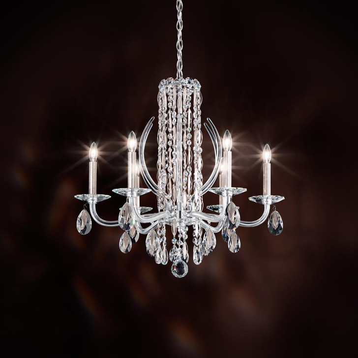 Sarella Chandelier, 6-Light, Polished Stainless Steel, Clear Heritage Crystal, 24.5"W (RS8306N-401H 1HWUW8)