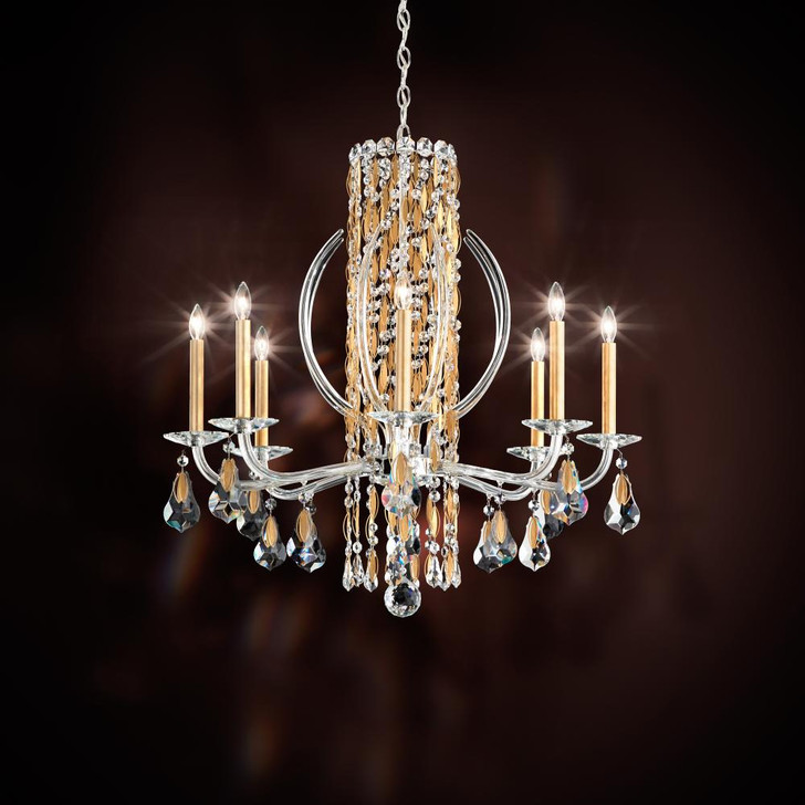 Sarella Chandelier, 8-Light, Antique Silver, Clear Heritage Crystal, 30"W (RS8308N-48H 1HWUWM)