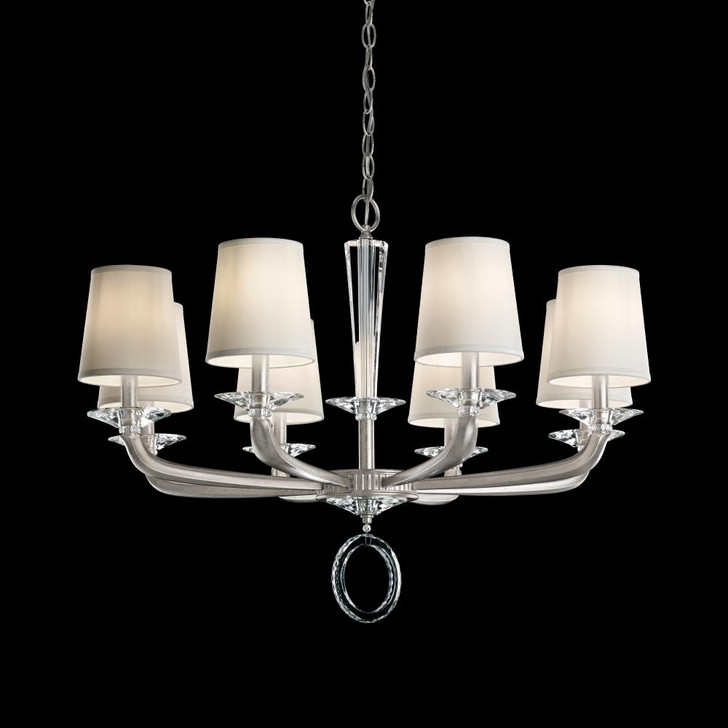 Emilea Chandelier, 8-Light, French Gold, Clear Optic Crystal, Hardback Off White Shade, 33"W (MA1008N-26O 1HZWJ8)