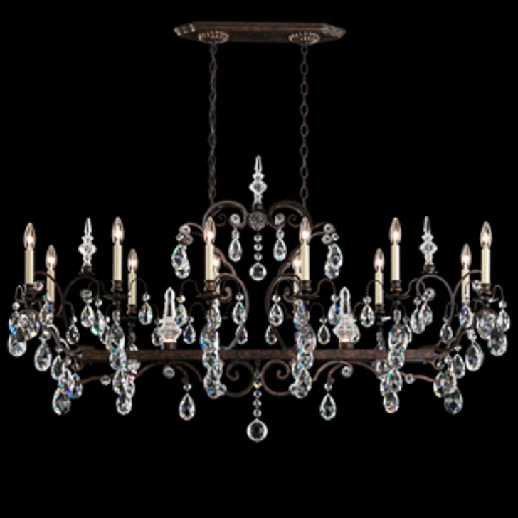 Renaissance Chandelier, 14-Light, Antique Silver, Clear Swarovski Crystal, 56"W (3796N-48S 1J2V6U)