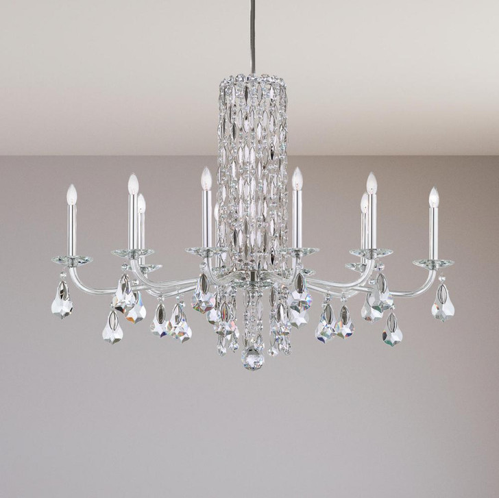 Sarella Chandelier, 10-Light, Antique Silver, Clear Heritage Crystal, 40.5"W (RS83101N-48H 1J5WW6)