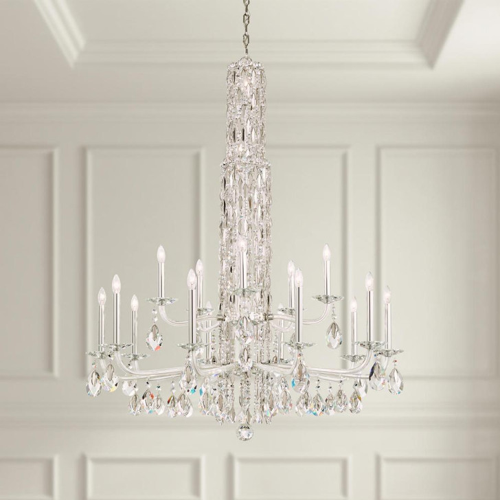 Sarella Chandelier, 15-Light, Polished Stainless Steel, Clear Heritage Crystal, 40.5"W (RS84151N-401H 1J5WWX)