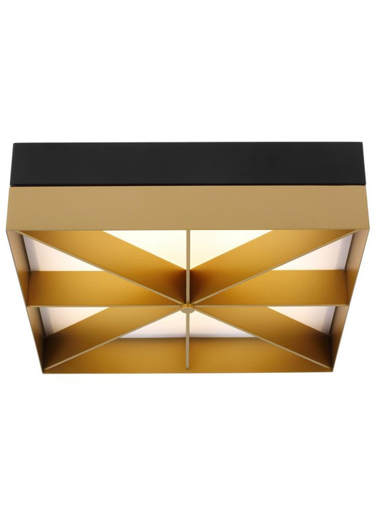 Loom Outdoor Flush Square, 1-Light, LED, Black/Gold, 14"W (700FMLMOBG-LED930 70P9G52)